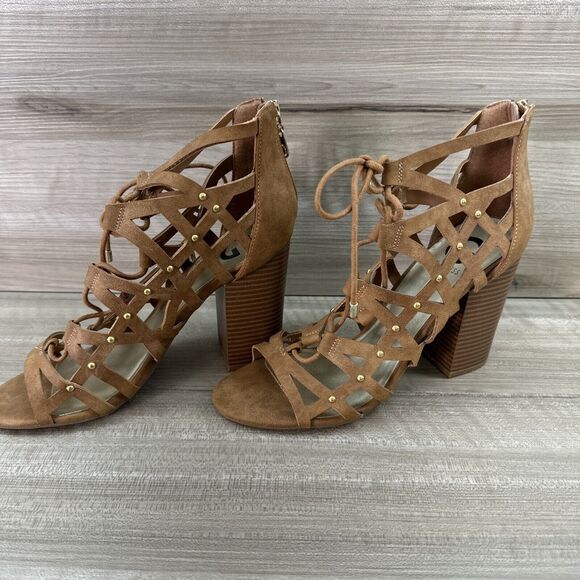 G by GUESS Women's Juto Lace-Up Block-Heel Sandal Tan Size 10M - Picture 4 of 15